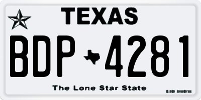 TX license plate BDP4281