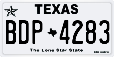 TX license plate BDP4283