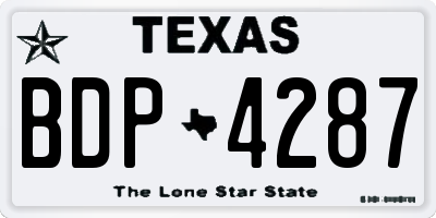 TX license plate BDP4287