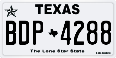 TX license plate BDP4288