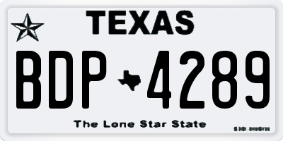 TX license plate BDP4289