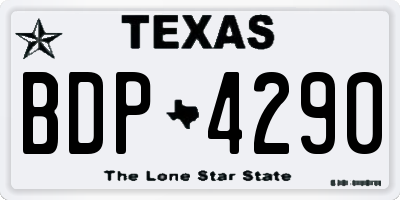 TX license plate BDP4290