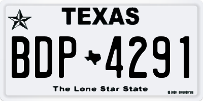 TX license plate BDP4291