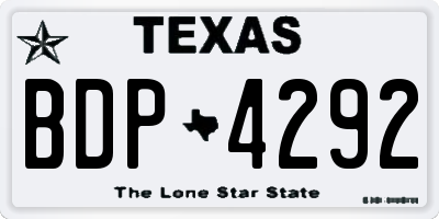 TX license plate BDP4292