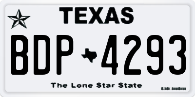 TX license plate BDP4293