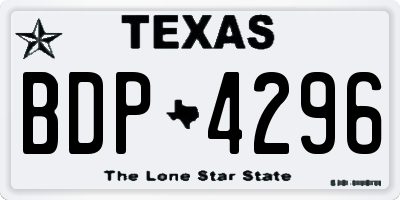 TX license plate BDP4296