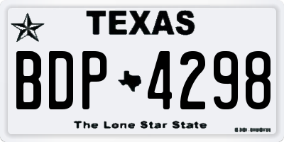 TX license plate BDP4298