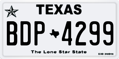 TX license plate BDP4299