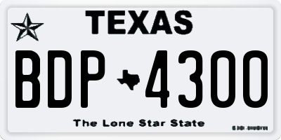 TX license plate BDP4300