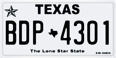 TX license plate BDP4301