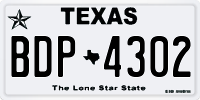 TX license plate BDP4302