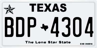TX license plate BDP4304