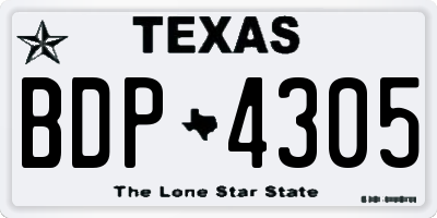 TX license plate BDP4305