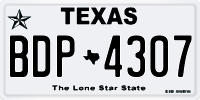TX license plate BDP4307