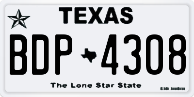 TX license plate BDP4308