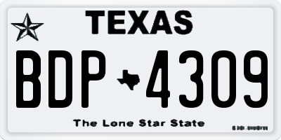 TX license plate BDP4309