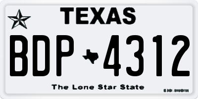 TX license plate BDP4312