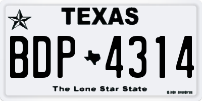TX license plate BDP4314