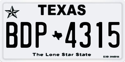 TX license plate BDP4315