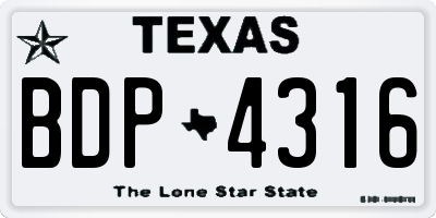 TX license plate BDP4316