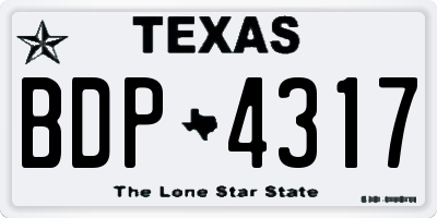 TX license plate BDP4317