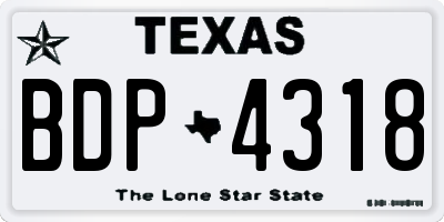 TX license plate BDP4318