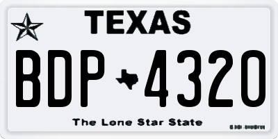 TX license plate BDP4320