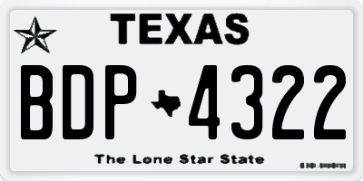 TX license plate BDP4322