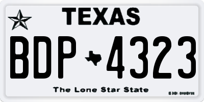 TX license plate BDP4323