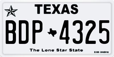 TX license plate BDP4325