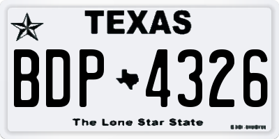 TX license plate BDP4326