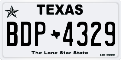 TX license plate BDP4329