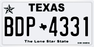 TX license plate BDP4331