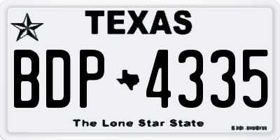 TX license plate BDP4335