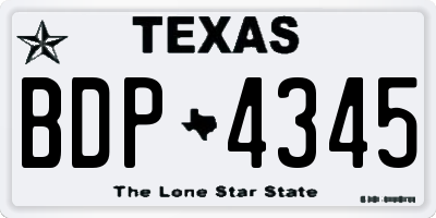 TX license plate BDP4345