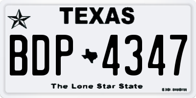 TX license plate BDP4347