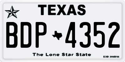TX license plate BDP4352