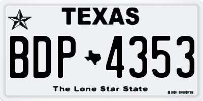 TX license plate BDP4353