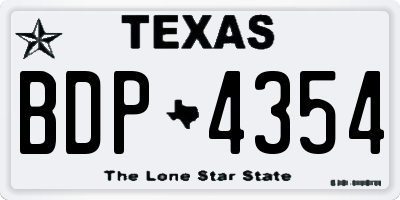 TX license plate BDP4354