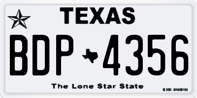 TX license plate BDP4356