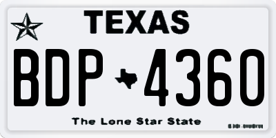 TX license plate BDP4360
