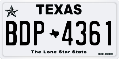 TX license plate BDP4361