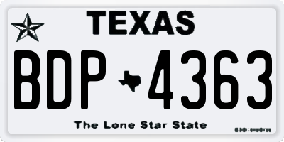 TX license plate BDP4363