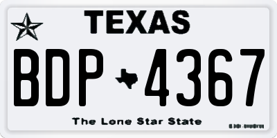 TX license plate BDP4367