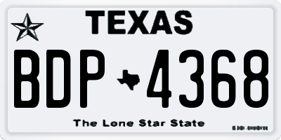 TX license plate BDP4368