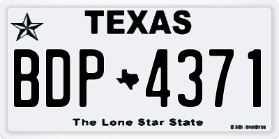 TX license plate BDP4371