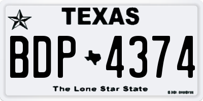 TX license plate BDP4374