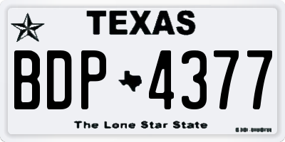 TX license plate BDP4377