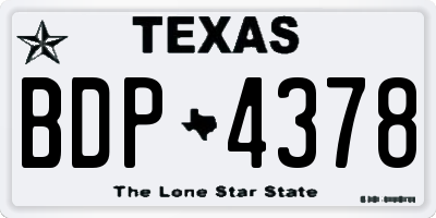 TX license plate BDP4378