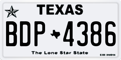 TX license plate BDP4386